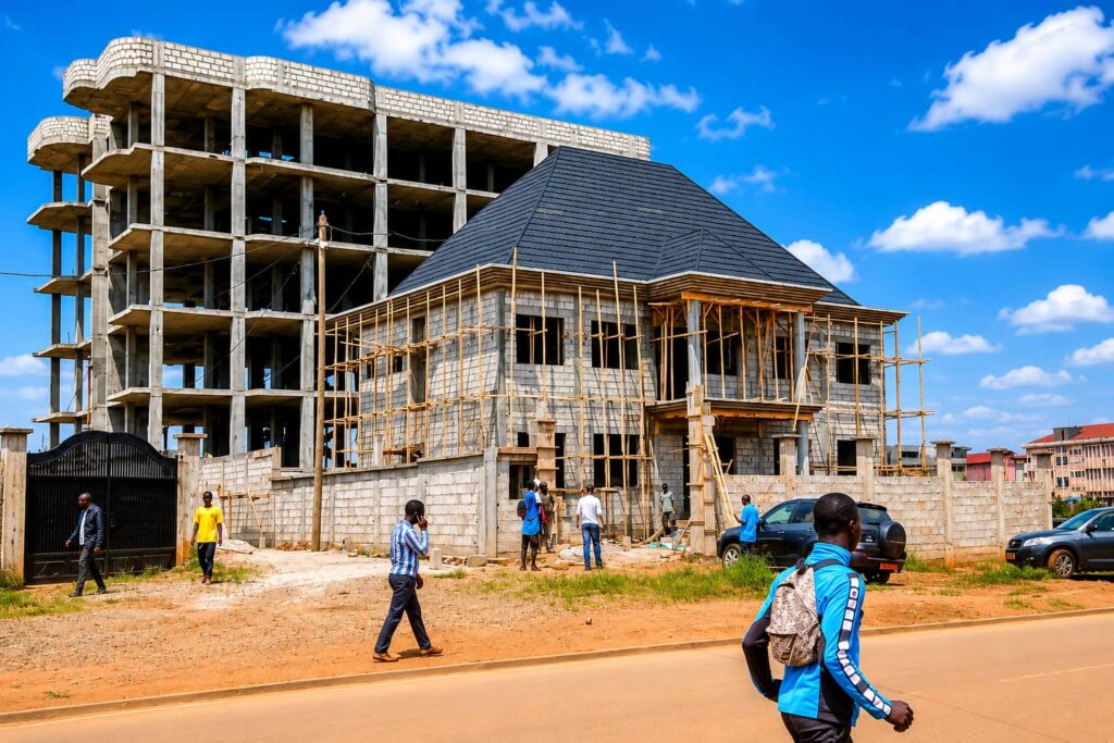An uncompleted two floor story building, which is an an ongoing project,